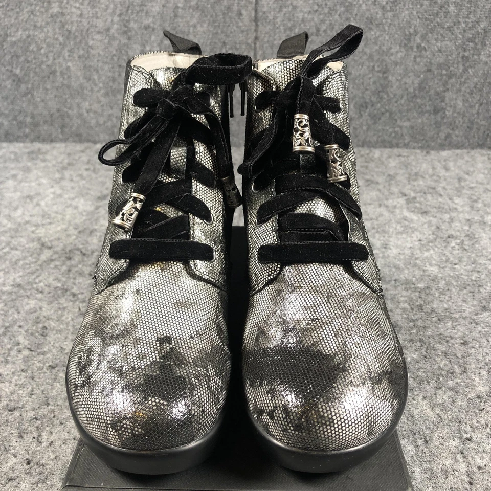 Alegria ботинки женский размер 7-7,5 черный серебряный цветочный на танкетке лодыжки кружева молнии ELI-747 - Изображение 4 из 4