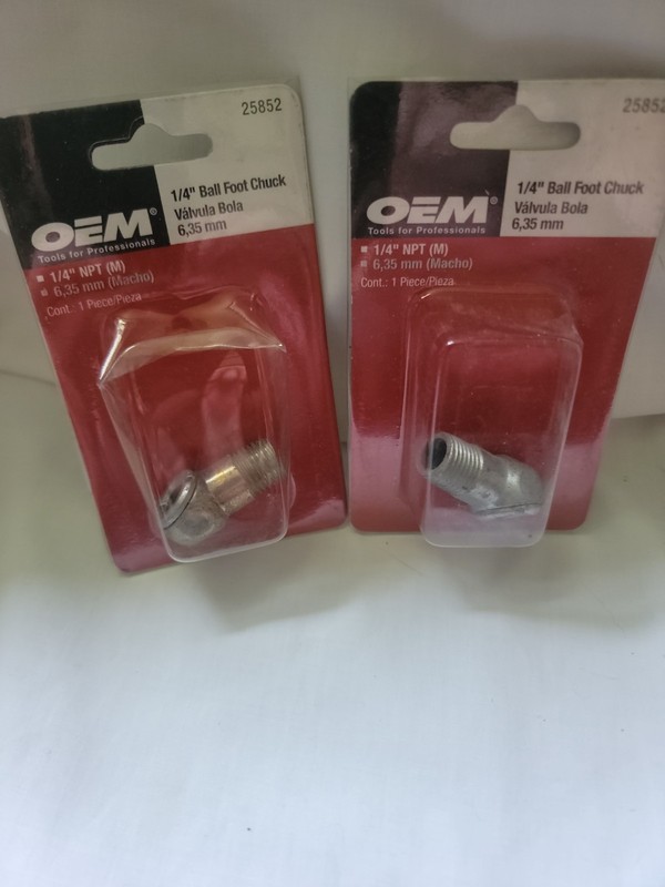 2 PACK, OEM BRAND, 1/4" NPT MALE, BALL FOOT AIR CHUCK