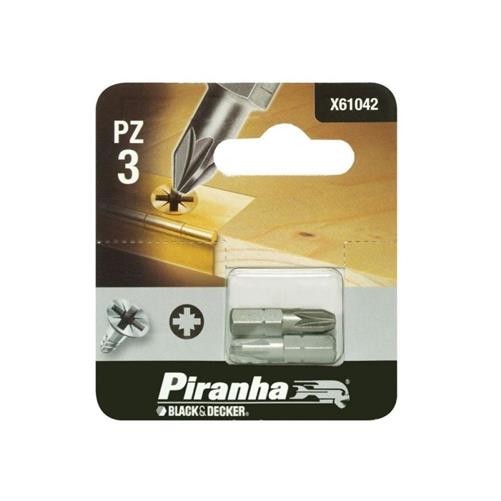 Black & Decker X61042 2x Piranha 25mm Pozi3 Cross Phillips Hex Shank Screwdriver