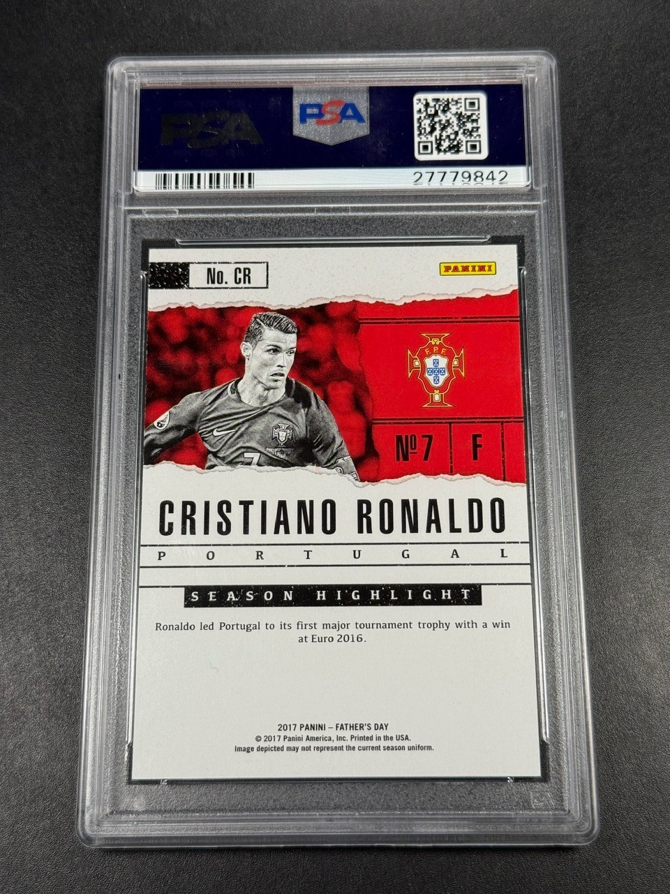 CRISTIANO RONALDO 2017 PANINI FATHER'S DAY #CR CRACKED ICE HOLO /25 PSA 10 GEM view 2