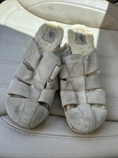 UGG Australia Shearling Lined Suede Clog Mule Slippers Women  s Size 9 Beige