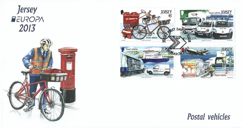 2013 Jersey Europa. Postal Vehicles First Day Cover