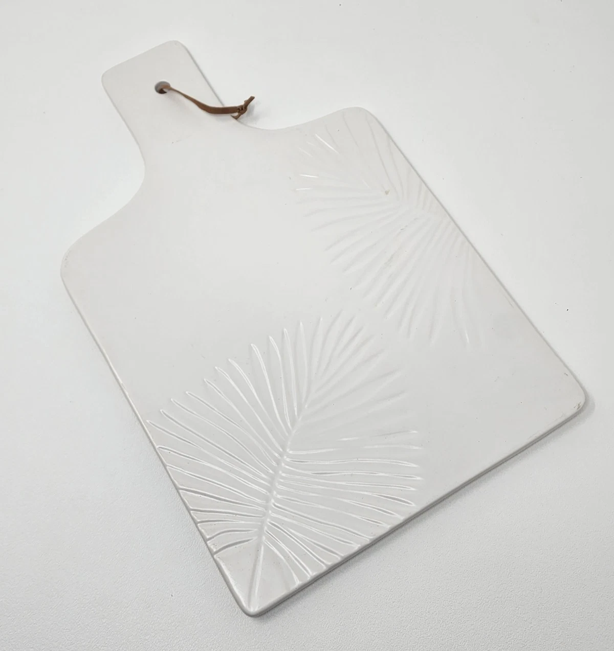 Thirstystone Palm Leaf White Ceramic Paddle Board 14" x 9"