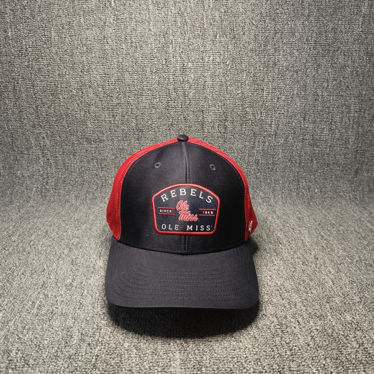 47 Brand Ole Miss Rebels Trucker Hat Snapback Cap Black Red NCAA