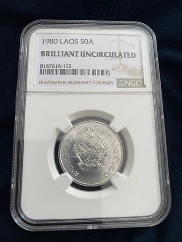 NGC Slabbed 1980 Laos 50a Brilliant Uncirculated Coin