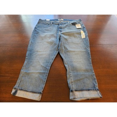 Signature Levi Strauss Capri Women 20 Blue Mid Rise Stretch Cuffed Denim Jeans