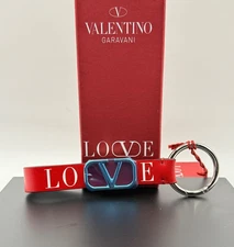 Valentino Garavani V-Logo Keychain — LOVE Print — Rare — New
