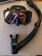 Open Box Cressi Panoramic 4 Window Mask Supernova Dry Adult Snorkel Combo