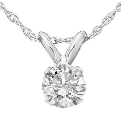 1/4 ct Solitär echter Diamant Anhänger Halskette 14K Weißgold