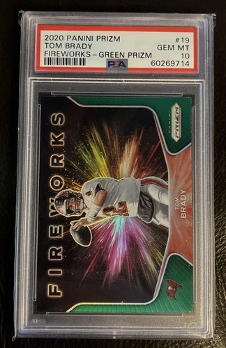 2020 Panini Prizm Tom Brady Fireworks Green Prizm #19 Bucs PSA 10 GEM MINT
