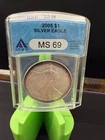 2005 ANACS MS69 American Eagle Silver Dollar $1 - .999  TONER #2244
