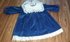 Vintage Rare Editions Velvet Lace Holiday Dress Baby Girl 18 Month Blue