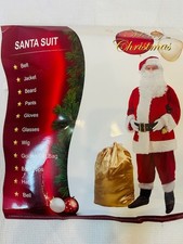 Men's Santa Claus Costume 11PCS. Christmas Adult Deluxe Santa Suit 46-48 Chest