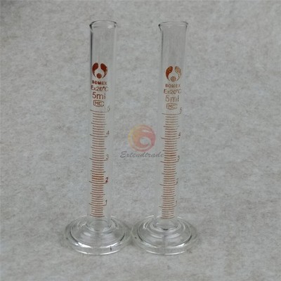 New 2PCs Lab Borosilicate Glassware 5mL Graduated Measuring Glass Cylinder *tm