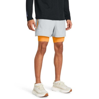 Under Armour Herren grau Launch 5 Zoll 2in1 Shorts Medium neu mit Etikett C1827