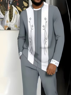 Men's Outfit 2 Piece Set Shirt & Pants Suit PLUS SIZE BIG 6XL