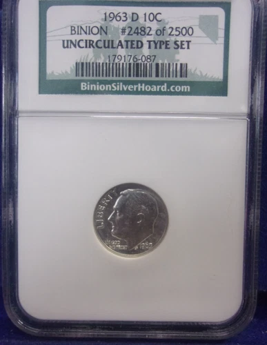 1963 D Roosevelt Dime Binion #2482 Of 2500 NGC Binion Hoard Uncirculated *DN*