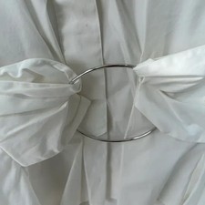 Zara White Shirt Blouse with Ribbon Detail