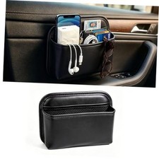 Car Seat Side Organizer, Small PU Leather Adhesive Storage Pocket, Car Truck