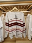 BNWT Oasis Womens Striped Knitted Jumper Cream Pink Burgundy Glitter Size L