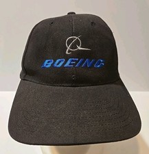 Vintage Boeing Buckle Back Baseball Hat Black Cap Boeing Tag Aviation