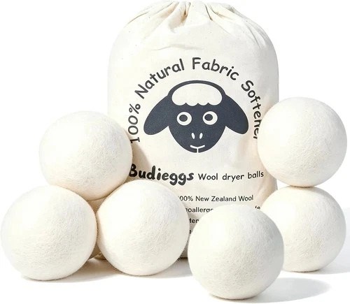Budieggs Wool Dryer Balls XL 6-Pack, 100% New Zealand Wool Handmade - product listing photo