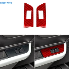 Red Carbon Fiber Rear Window Lift Switch Cover Trim Panel For Ford Edge 2011-14