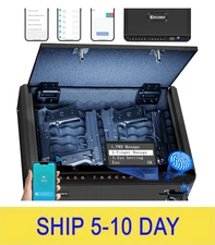 BILLCONCH Smart Gun Safe with Security Cable - Biometric Pistol Safe for Handgun