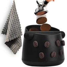 Coffee Knock Box Espresso Knock Box with Barista Towels Coffee Grounds Contai...