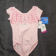 Motionwear Light Pink Short-sleeve Leotard Criss-cross Open Keyhole Back SZ. MC