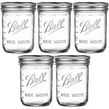 5Pcs Wide Mouth Mason Jars 16oz With mason jar lids & Bands For Canning,Pickling