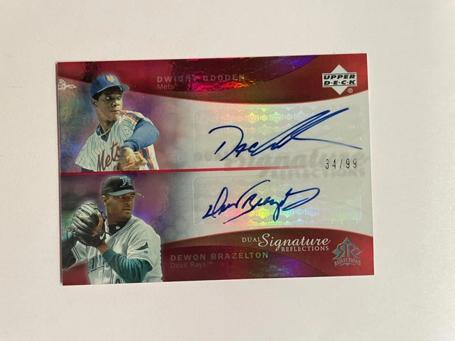 2005 Reflections Dual Signatures Red #34/99 Dwight Gooden/Dewon Brazelton #DGDB