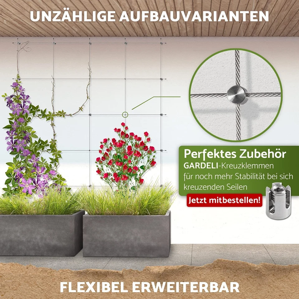 ® Rankhilfe aus Edelstahl für Kletterpflanzen Profi-System als Komplettset mi... - Bild 3 von 4