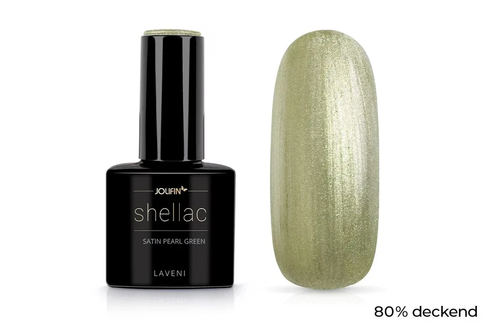Jolifin LAVENI Shellac - satin pearl green 10ml #S1966 - Bild 2 von 4