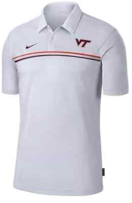 Nike Dri-Fit Men's (M) Virginia Tech Hokies On-Field White Logo Polo Shirt $75