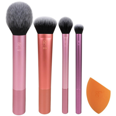 Real Techniques Everyday Essentials Kit, Makeup Brush & Beauty Sponge Set, 5 Pie