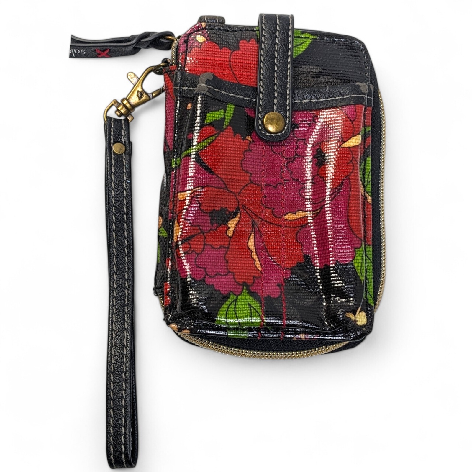 Sakroots coated canvas zip-round Floral design Smartphone Wallet Wristlet Purse