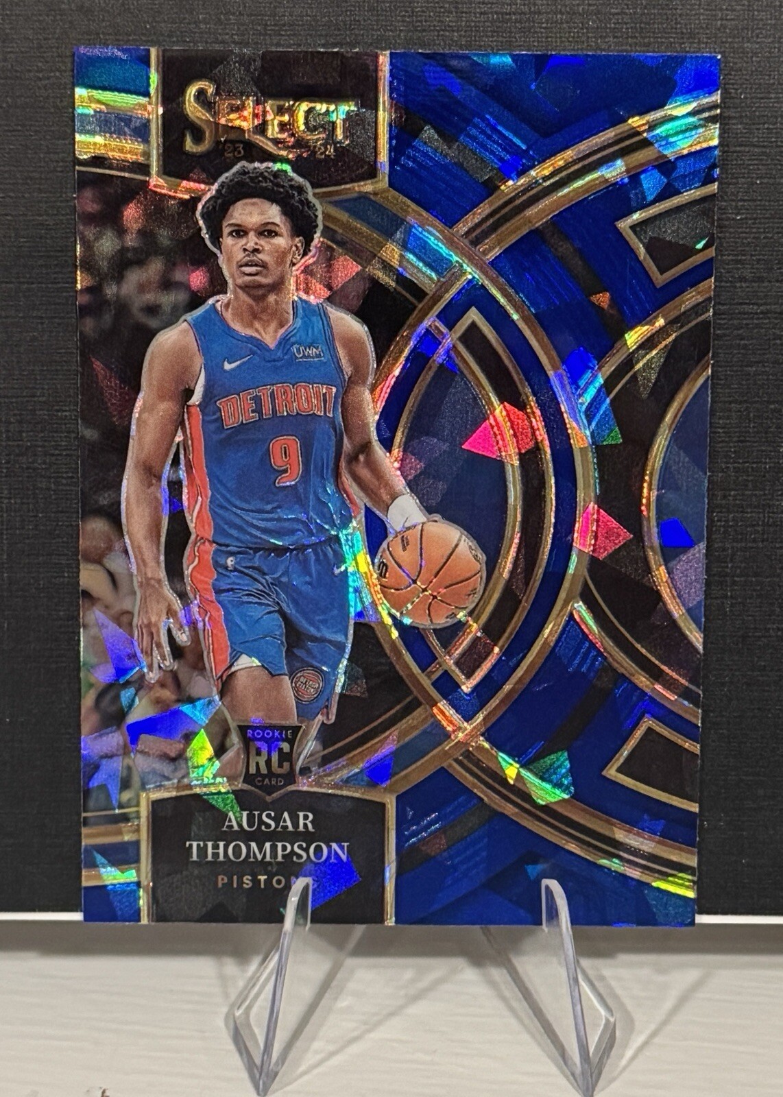 2023-24 Panini Select #128 Ausar Thompson Blue Cracked Ice Prizms