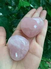 Large Rose Quartz Heart, 1.75" Polished Rose Quartz Puffy Heart, Wholesale Bulk