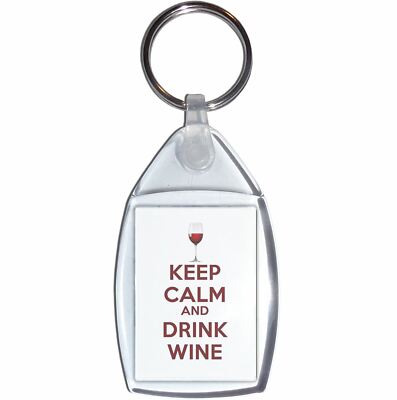 Keep Calm and Drink Wein Klar Kunststoff Schlüsselanhänger (S, M oder L)
