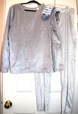 Croft and Barrow Three Piece Pajama Set Size XL Grey White New