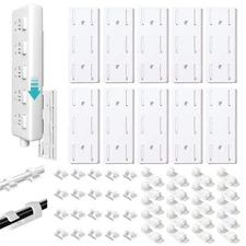 Adhesive Punch-Free Socket Holder, 10Pcs Power Stirp Holder and 40Pcs Cable... 