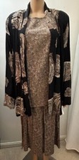 RISA Vintage 80s Brand New Women's Size XL Black  Brown 3-Piece Skirt Set