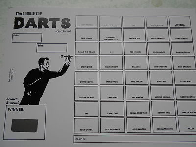 SCRATCH CARDS - DOUBLE TOP - (S/W) DARTS THEMA SET OF 5 = RISE £100 
