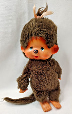 VTG MATTEL Monchhichi Sekiguchi Girl Blue Eyes 8  1974 Brown Monkey Plush Japan