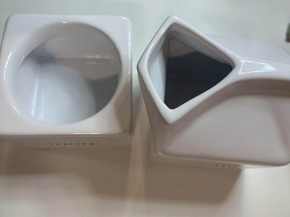 Crate & Barrel Cream and Sugar Set, White containers with lid - Image 2 of 4