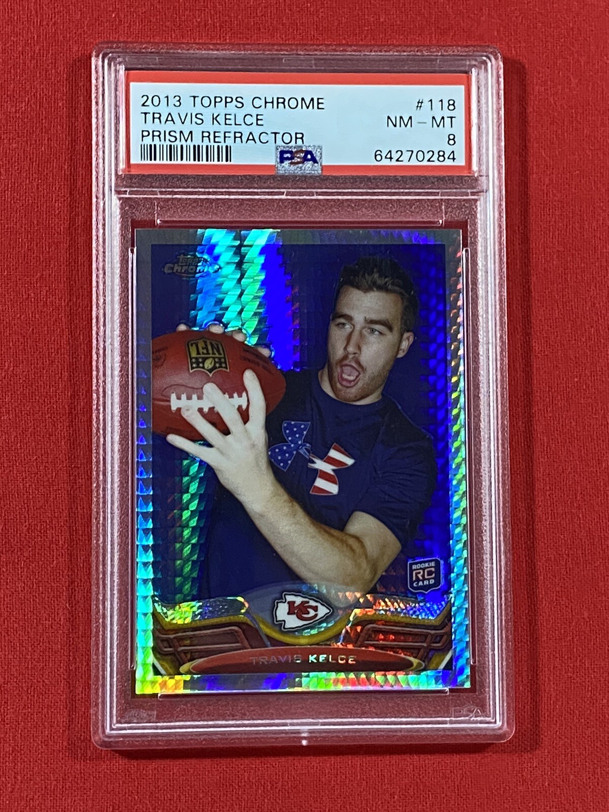 TRAVIS KELCE RC 2013 Topps Chrome #118 Prism Refractor PSA 8 NM-MT Chiefs #/260