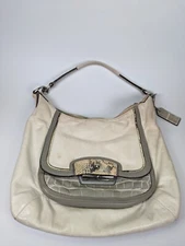 COACH Cream Leather Python Detail Shoulder Handbag w strap 2012 Receipt Restore