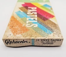 Vtg Weber Costello Alphacolor Box of 12 Sticks Pastels No. 105-00-7 (2 Broken)