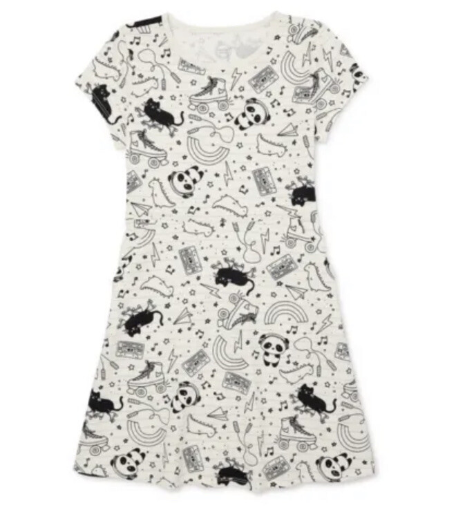 Wonder Nation Girl’s Delicate Ivory Short Sleeve Dress Size Large 10-12 NWT
